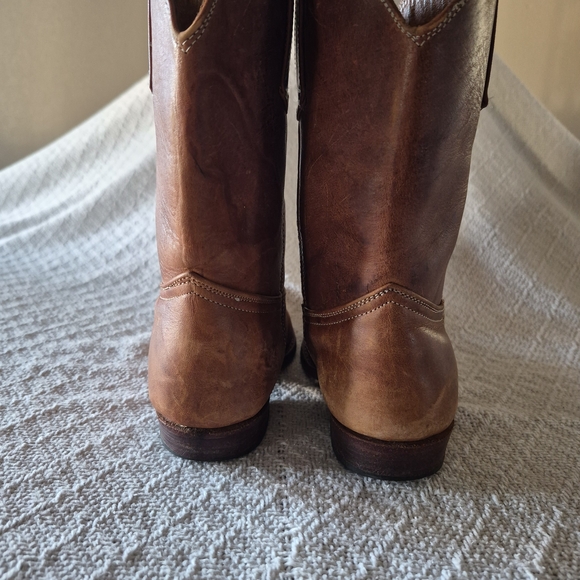 Classic Brown Caramel Leather Kids Cowboy Boots - Picture 6 of 12